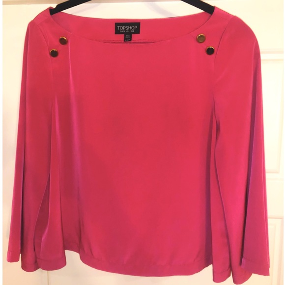 Pink Top Shop long sleeve blouse. Size us4 - Picture 1 of 5